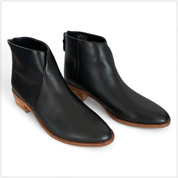 Soludos Venetian Black Leather Ankle Bootie Boots Stacked Block Heel NEW NIB 6 - Picture 5 of 10